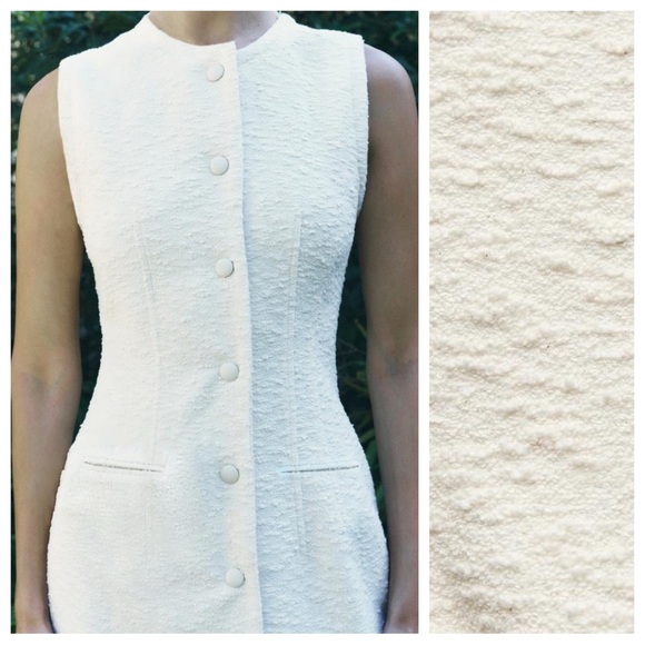 NWT. Zara ZW Collection Ecru Cotton Blend Textured Shift Midi Dress. Size M. - Picture 3 of 14